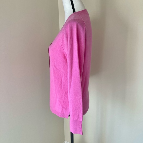 J. Crew Pink Kiss Kiss Layla Cashmere Crew Sweater Size M - Picture 6 of 10